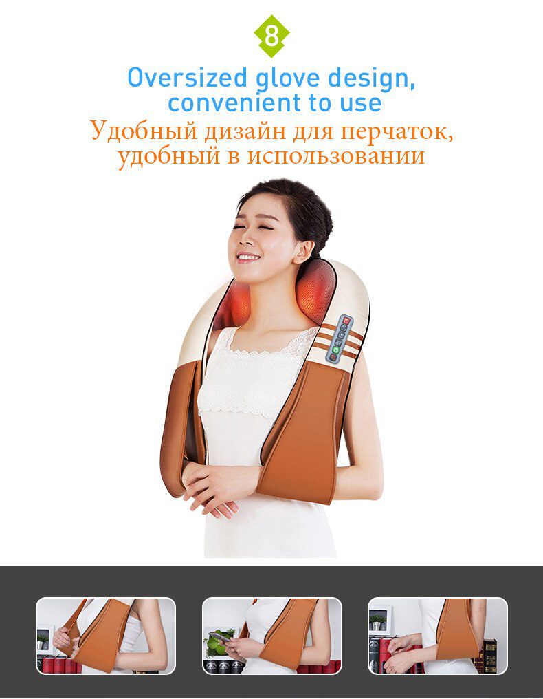 (with Gift Box)JinKaiRui U Shape Electrical Shiatsu Back Neck Shoulder Body Massager Infrared Heated Kneading Car/Home Massagem (with Gift Box)JinKaiRui U Shape Electrical Shiatsu Back Neck Shoulder Body Massager Infrared Heated Kneading Car/Home Massagem