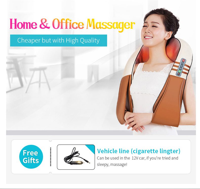 (with Gift Box)JinKaiRui U Shape Electrical Shiatsu Back Neck Shoulder Body Massager Infrared Heated Kneading Car/Home Massagem (with Gift Box)JinKaiRui U Shape Electrical Shiatsu Back Neck Shoulder Body Massager Infrared Heated Kneading Car/Home Massagem