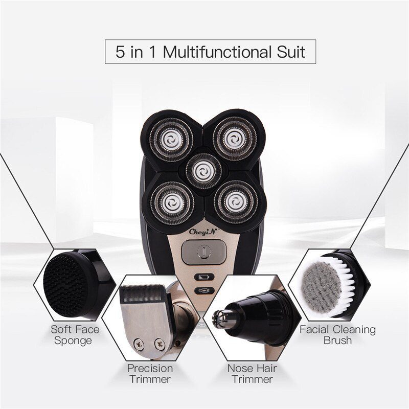 5 in 1 Rechargeable Electric Shaver Five Floating Heads Razors Hair Clipper Nose Ear Hair Trimmer Men Facial Cleaning Brush 5 in 1 Rechargeable Electric Shaver Five Floating Heads Razors Hair Clipper Nose Ear Hair Trimmer Men Facial Cleaning Brush