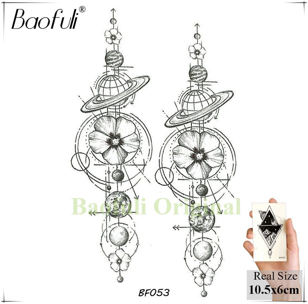 Baofuli Waterproof Temporary Sticker Geometric Planet Jellyfish Tattoo Black Triangle Tattoos Body Arm Men Fake Tatoos Chains Baofuli Waterproof Temporary Sticker Geometric Planet Jellyfish Tattoo Black Triangle Tattoos Body Arm Men Fake Tatoos Chains