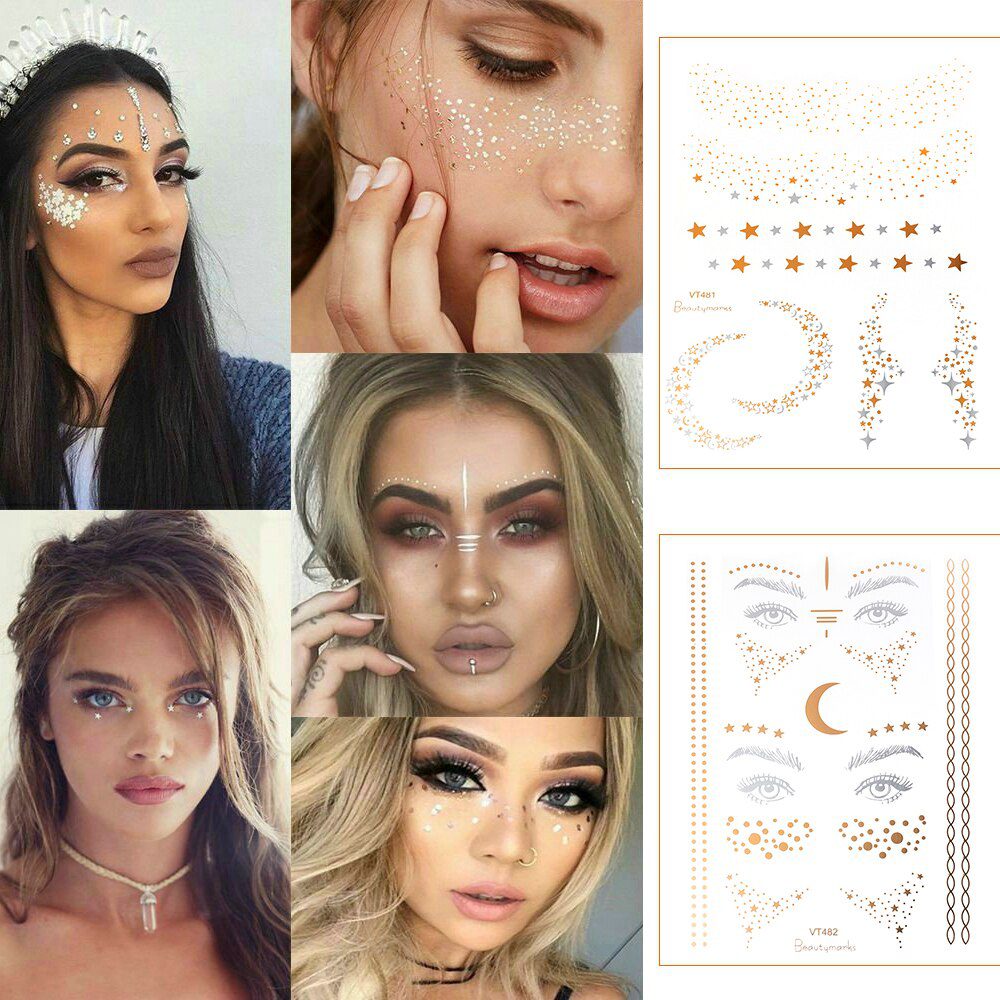 2019 New Gold Face Temporary Tattoo Waterproof Blocked Freckles Makeup Stickers Eye Decal Wholesale 2019 New Gold Face Temporary Tattoo Waterproof Blocked Freckles Makeup Stickers Eye Decal Wholesale