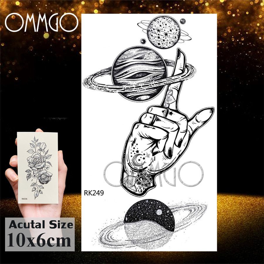 OMMGO Outspace Women Planet Brain Temporary Tattoo Sticker Waterproof Black Geometric Mountain Tatoos Body Art Fake Tattoo Paper OMMGO Outspace Women Planet Brain Temporary Tattoo Sticker Waterproof Black Geometric Mountain Tatoos Body Art Fake Tattoo Paper