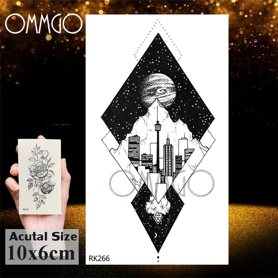 OMMGO Outspace Women Planet Brain Temporary Tattoo Sticker Waterproof Black Geometric Mountain Tatoos Body Art Fake Tattoo Paper OMMGO Outspace Women Planet Brain Temporary Tattoo Sticker Waterproof Black Geometric Mountain Tatoos Body Art Fake Tattoo Paper