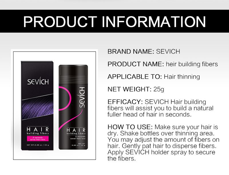Sevich 25g hair building fibers powder hair loss products bald extension thicken hair spray jar keratin Sevich 25g hair building fibers powder hair loss products bald extension thicken hair spray jar keratin