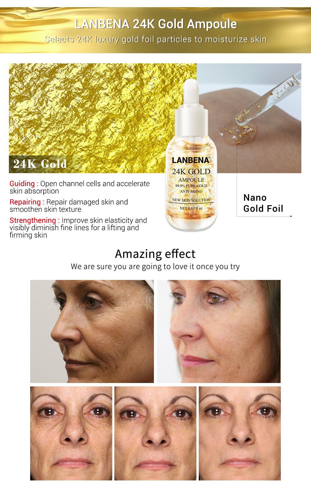 LANBENA Skin Care Face Serum Vitamina C Whitening Serum Facial Essential Oil 24k Gold Serum Essences Hyaluronic Acid Face Care LANBENA Skin Care Face Serum Vitamina C Whitening Serum Facial Essential Oil 24k Gold Serum Essences Hyaluronic Acid Face Care