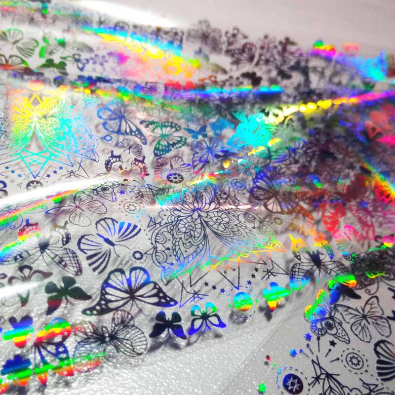 4*100cm/Roll Holographic Nail Foil Flame Dandelion Panda Bamboo Holo Nail Art Transfer Sticker Water Slide Nail Art Decals