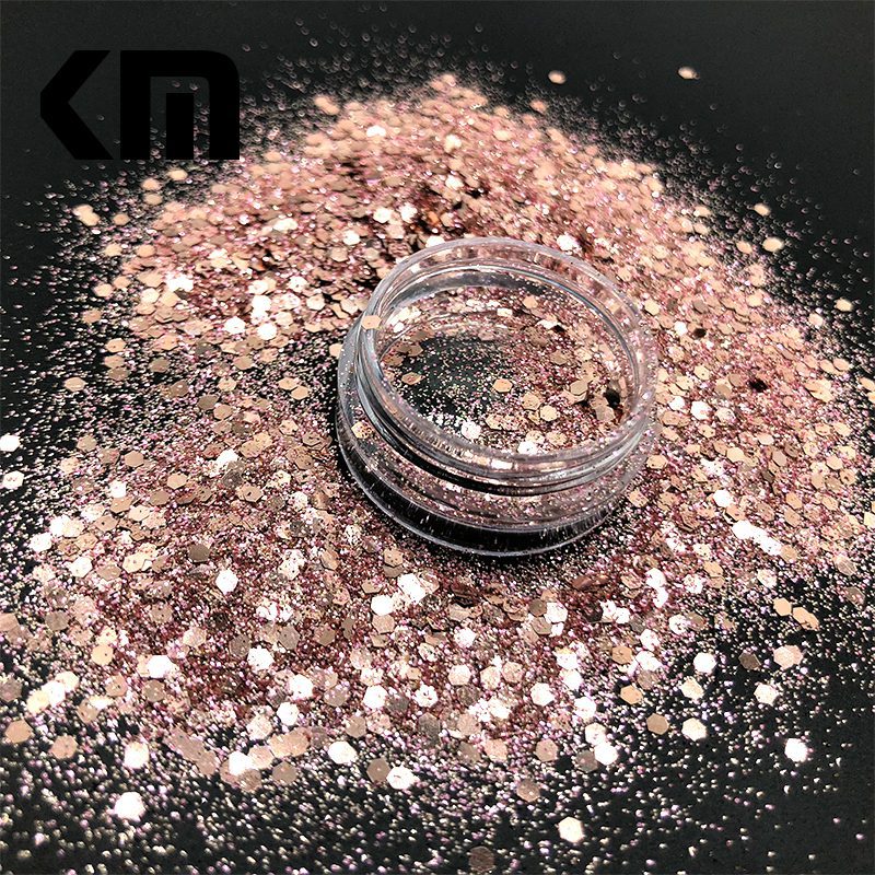KM GLITTER Top Popular Best Sales Chunky Mixed Fairy Face Body Craft Rose Sequins Manicure Rose Gold Glitter for Nail Decoration KM GLITTER Top Popular Best Sales Chunky Mixed Fairy Face Body Craft Rose Sequins Manicure Rose Gold Glitter for Nail Decoration