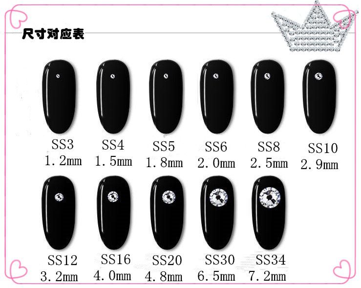 High light AAA rhinestone crystal AB clear SS3-SS40(1.3mm-8.4mm) Non Hotfix flatback Rhinestones for Nails 3D nail art gems045 High light AAA rhinestone crystal AB clear SS3-SS40(1.3mm-8.4mm) Non Hotfix flatback Rhinestones for Nails 3D nail art gems045