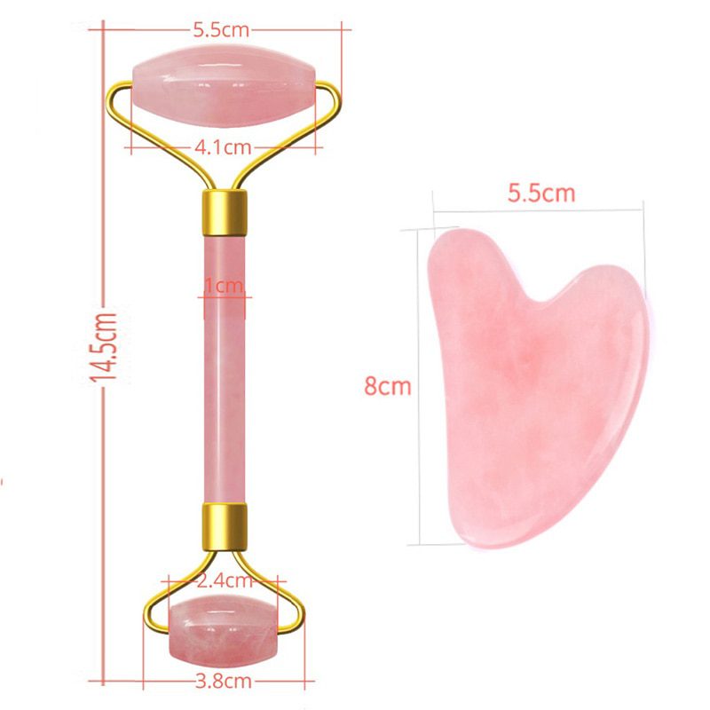 Pink Crystal Stone Jade Roller Set Face Lift Massage Roller Facial Slimming Massager Natural Quartz Stone Neck Massage Tool Pink Crystal Stone Jade Roller Set Face Lift Massage Roller Facial Slimming Massager Natural Quartz Stone Neck Massage Tool