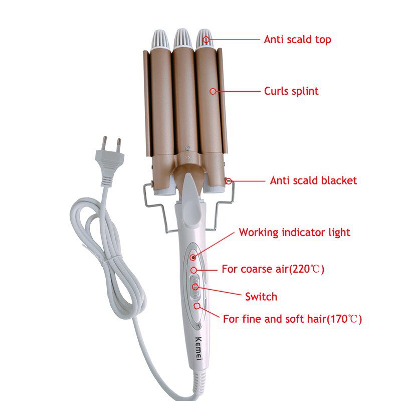 Professional Curling Iron Ceramic Triple Barrel Hair Styler Hair Waver Styling Tools 110-220V Hair Curler Electric Curling 41D Professional Curling Iron Ceramic Triple Barrel Hair Styler Hair Waver Styling Tools 110-220V Hair Curler Electric Curling 41D