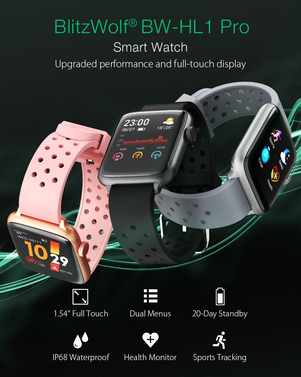 BlitzWolf BW-HL1Pro Smart Watch Smartwatch 2020 Watches for Men Women Kids Whatch Wach Fitness Tracker Heart Rate Blood Monitor BlitzWolf BW-HL1Pro Smart Watch Smartwatch 2020 Watches for Men Women Kids Whatch Wach Fitness Tracker Heart Rate Blood Monitor