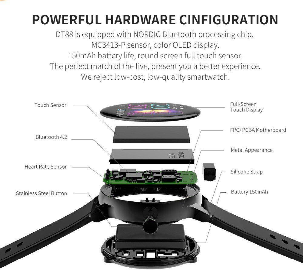 2020 New DT88 Smartwatch IP68 Waterproof Wearable Device Heart Rate Monitor Sports Smart Watch For Android IOS Long Standby 2020 New DT88 Smartwatch IP68 Waterproof Wearable Device Heart Rate Monitor Sports Smart Watch For Android IOS Long Standby