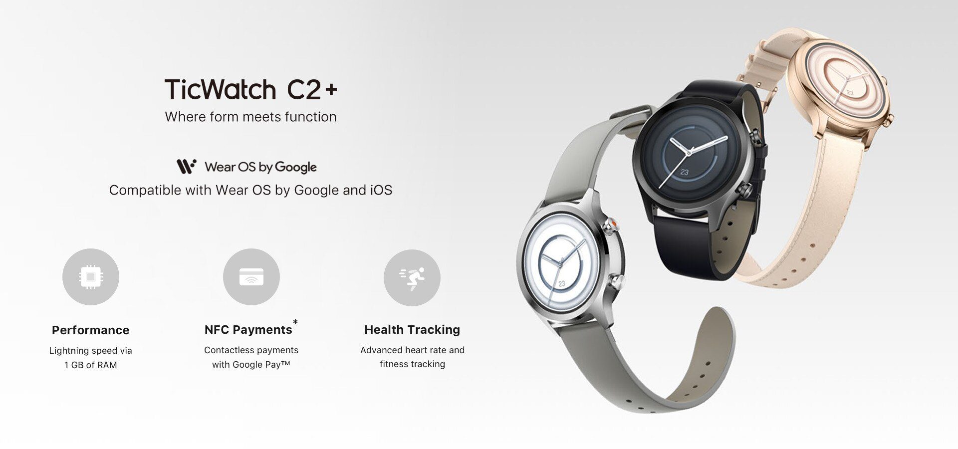 TicWatch C2 Plus Wear OS Smartwatch 1GB RAM Built-in GPS Fitness Tracking IP68 Waterproof Watch NFC Google Pay Women's Watch TicWatch C2 Plus Wear OS Smartwatch 1GB RAM Built-in GPS Fitness Tracking IP68 Waterproof Watch NFC Google Pay Women's Watch