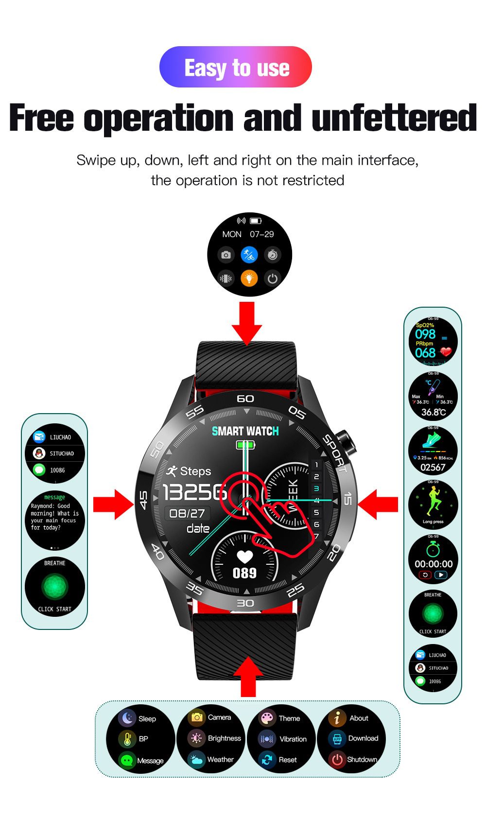 CHOTOG Smart Watch Men Body Temperature Music Control Smartwatch Waterproof Heart Rate Fitness Tracker Women Full Touch Clock CHOTOG Smart Watch Men Body Temperature Music Control Smartwatch Waterproof Heart Rate Fitness Tracker Women Full Touch Clock