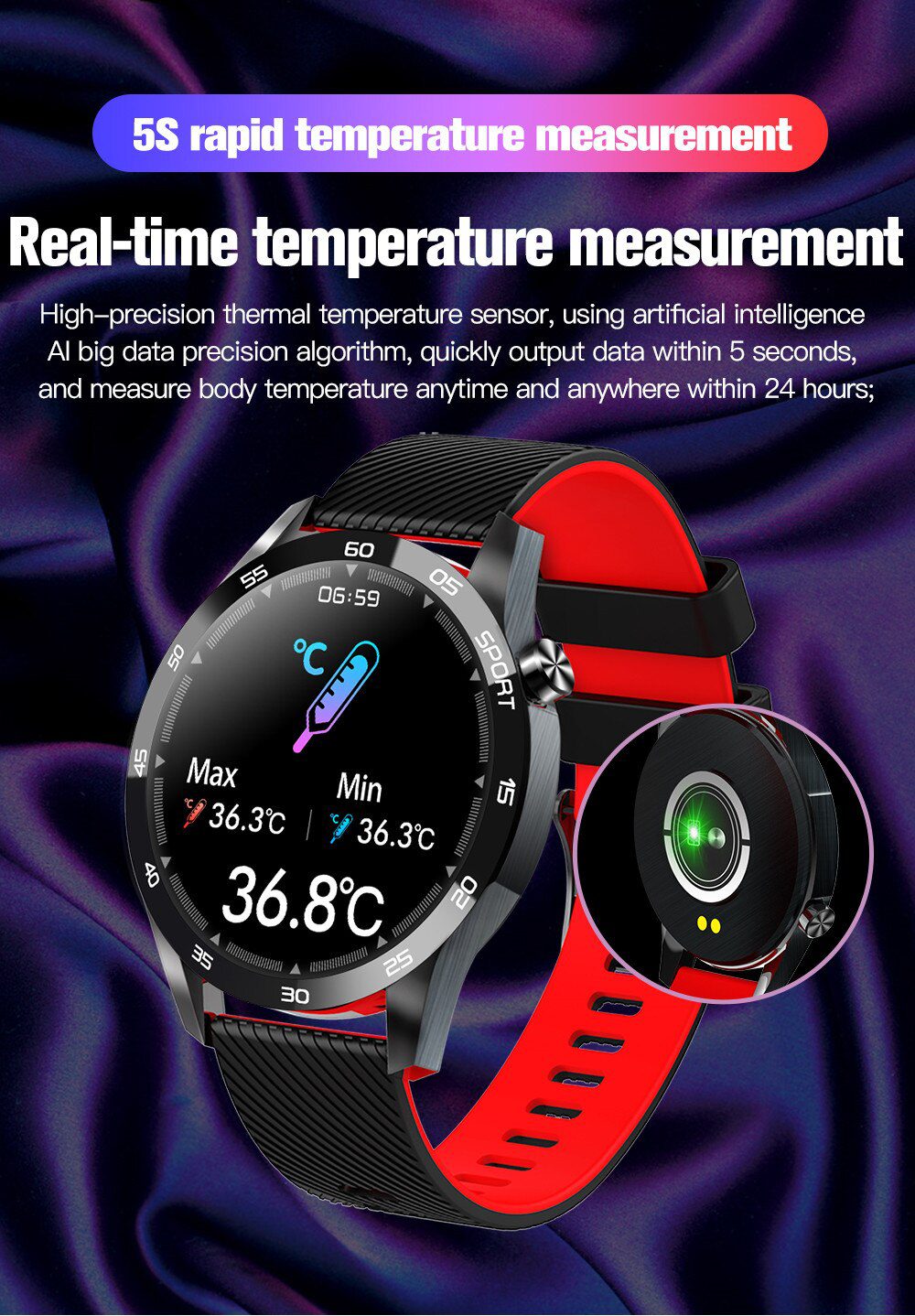 CHOTOG Smart Watch Men Body Temperature Music Control Smartwatch Waterproof Heart Rate Fitness Tracker Women Full Touch Clock CHOTOG Smart Watch Men Body Temperature Music Control Smartwatch Waterproof Heart Rate Fitness Tracker Women Full Touch Clock