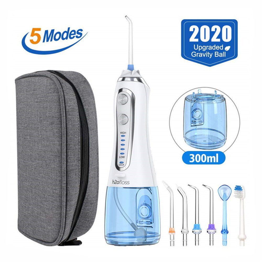 5 Modes Oral Irrigator USB Rechargeable Water Floss Portable Dental Water Flosser Jet 300ml Irrigator Dental Teeth Cleaner+5 Jet 5 Modes Oral Irrigator USB Rechargeable Water Floss Portable Dental Water Flosser Jet 300ml Irrigator Dental Teeth Cleaner+5 Jet