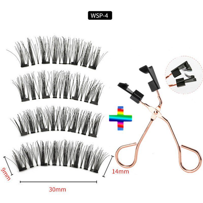 2 pairs of 4 natural magnetic eyelashes, reusable eyelashes, false eyelashes, quantum eyelash curler, easy to wear and transport 2 pairs of 4 natural magnetic eyelashes, reusable eyelashes, false eyelashes, quantum eyelash curler, easy to wear and transport