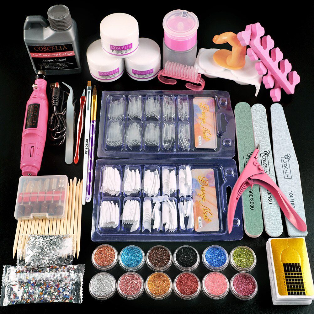 Full Nail Manicure Set Pro Acrylic Kit With Drill Machine Acrylic Liquid Nail Glue Glitter Powder Nail Tips Nail Art Tool Kit Full Nail Manicure Set Pro Acrylic Kit With Drill Machine Acrylic Liquid Nail Glue Glitter Powder Nail Tips Nail Art Tool Kit