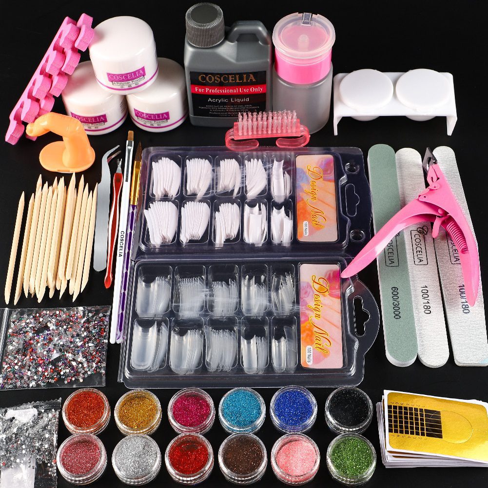 Full Nail Manicure Set Pro Acrylic Kit With Drill Machine Acrylic Liquid Nail Glue Glitter Powder Nail Tips Nail Art Tool Kit Full Nail Manicure Set Pro Acrylic Kit With Drill Machine Acrylic Liquid Nail Glue Glitter Powder Nail Tips Nail Art Tool Kit
