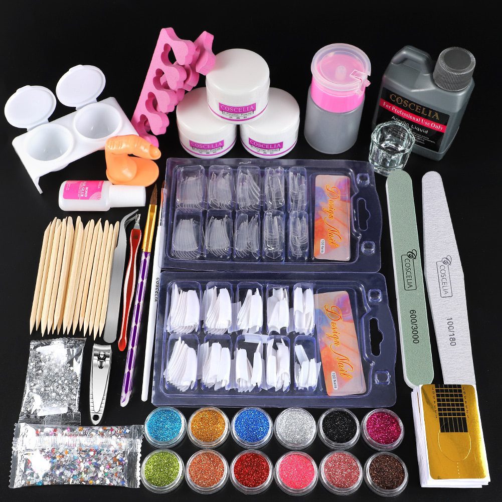 Full Nail Manicure Set Pro Acrylic Kit With Drill Machine Acrylic Liquid Nail Glue Glitter Powder Nail Tips Nail Art Tool Kit Full Nail Manicure Set Pro Acrylic Kit With Drill Machine Acrylic Liquid Nail Glue Glitter Powder Nail Tips Nail Art Tool Kit