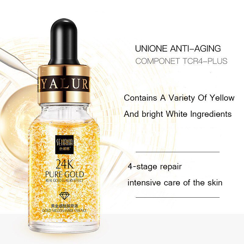 24K Gold Niacinamide Face Essence Moisturizing Anti-aging&Wrinkle Hyaluronic Acid Serum Shrinks Pores Repairs Dry Loose Skin 24K Gold Niacinamide Face Essence Moisturizing Anti-aging&Wrinkle Hyaluronic Acid Serum Shrinks Pores Repairs Dry Loose Skin
