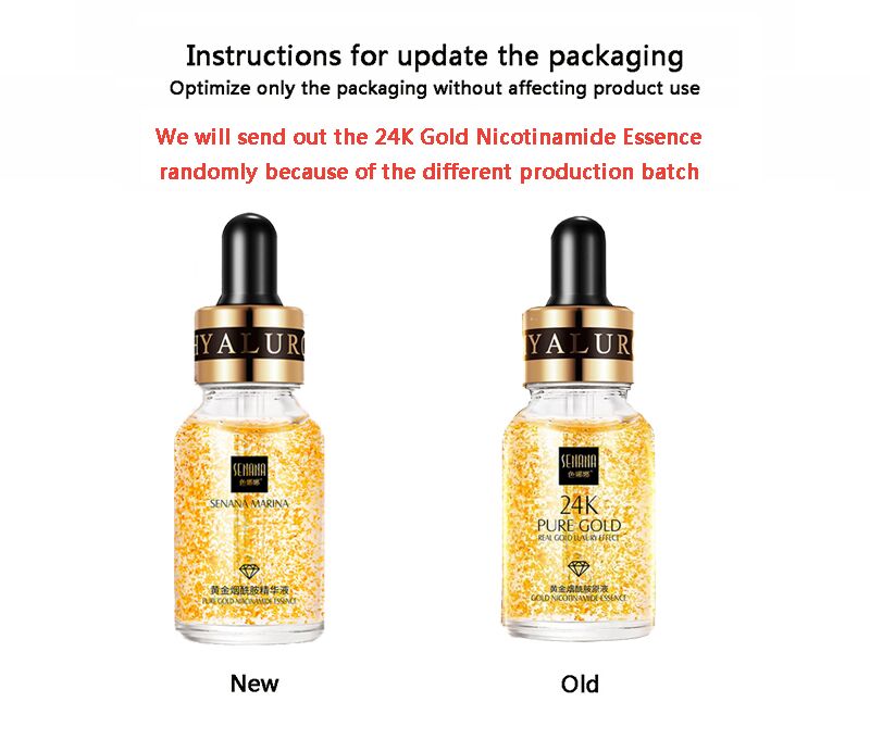 24K Gold Niacinamide Face Essence Moisturizing Anti-aging&Wrinkle Hyaluronic Acid Serum Shrinks Pores Repairs Dry Loose Skin 24K Gold Niacinamide Face Essence Moisturizing Anti-aging&Wrinkle Hyaluronic Acid Serum Shrinks Pores Repairs Dry Loose Skin