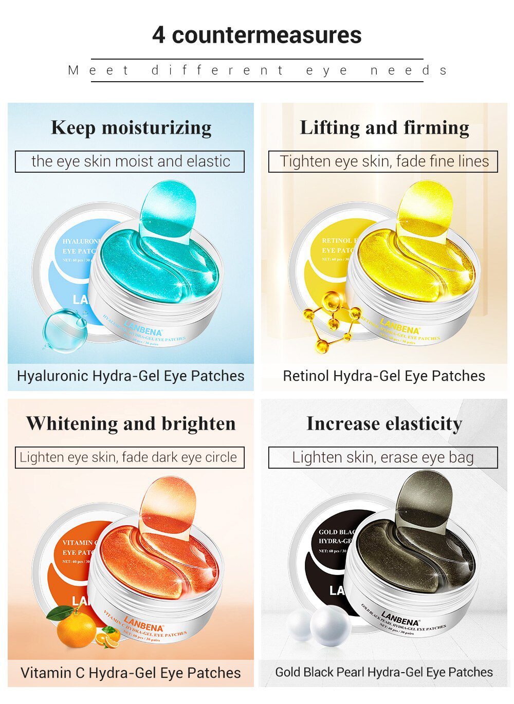 LANBENA Eye Mask Collagen Eye Patch Skin Care Hyaluronic Acid Gel Moisturizing Retinol Anti Aging Remove Dark Circles Eye Bag LANBENA Eye Mask Collagen Eye Patch Skin Care Hyaluronic Acid Gel Moisturizing Retinol Anti Aging Remove Dark Circles Eye Bag