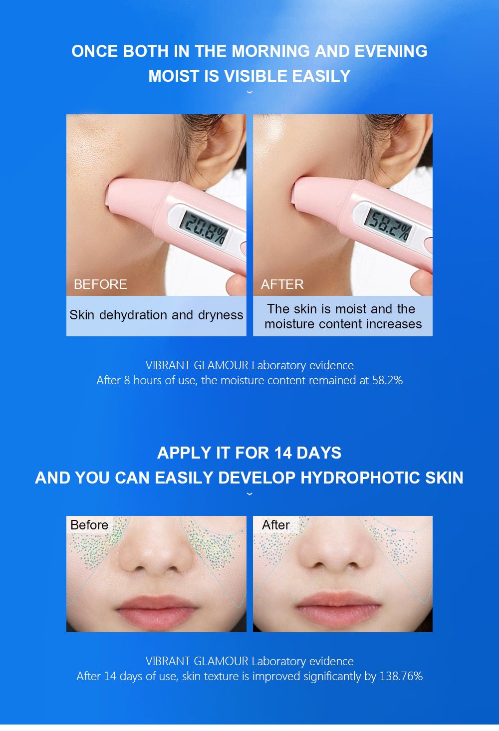 VIBRANT GLAMOUR Hyaluronic Acid Face Serum Moisturizing Shrink Pores Remove Fine Lines Anti-Aging Anti-Wrinkle Deep Care 30ml VIBRANT GLAMOUR Hyaluronic Acid Face Serum Moisturizing Shrink Pores Remove Fine Lines Anti-Aging Anti-Wrinkle Deep Care 30ml