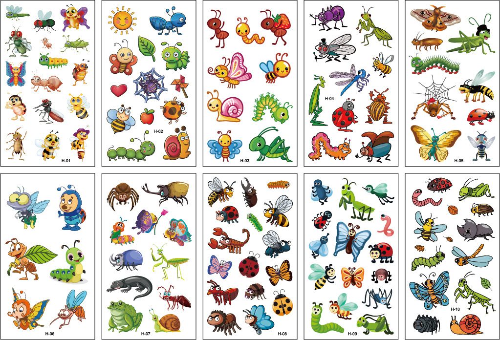 10pcs Fake Tattoo Stickers Cartoon Temporary Tattoo Kids Children Hands Arm DIY Body Art Tatuaze Dla Dzieci Tatuajes Temporales
