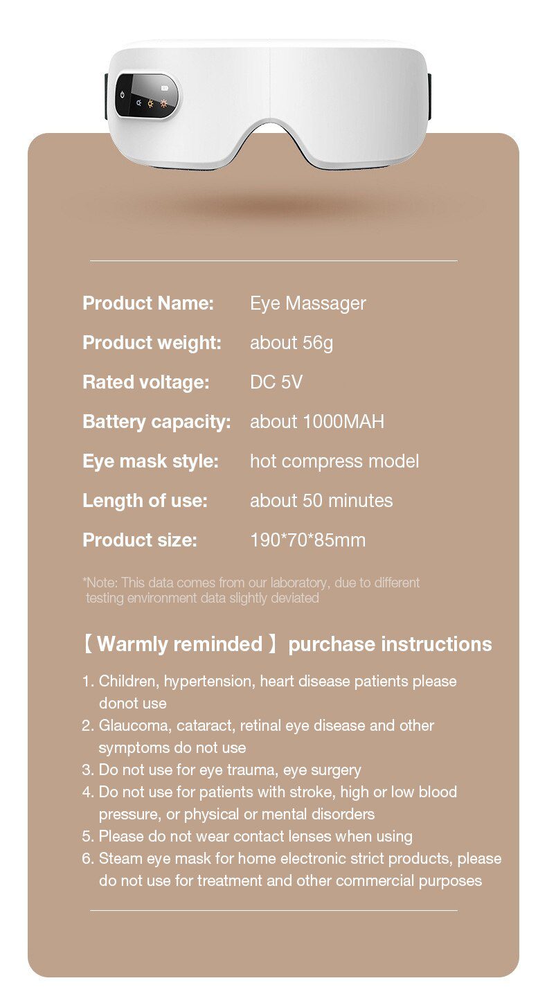 Eye Massager with Heat, Vibration and Bluetooth Music, Smart Massage Eye Mask for Eye Strain, Migraines Relief, Improve Sleep Eye Massager with Heat, Vibration and Bluetooth Music, Smart Massage Eye Mask for Eye Strain, Migraines Relief, Improve Sleep