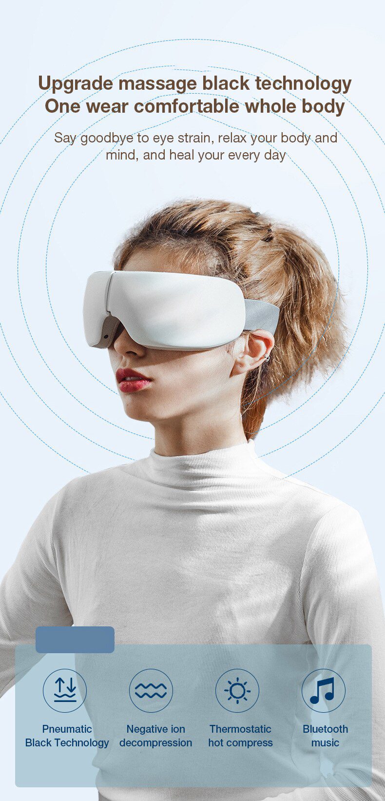 Eye Massager with Heat, Vibration and Bluetooth Music, Smart Massage Eye Mask for Eye Strain, Migraines Relief, Improve Sleep Eye Massager with Heat, Vibration and Bluetooth Music, Smart Massage Eye Mask for Eye Strain, Migraines Relief, Improve Sleep