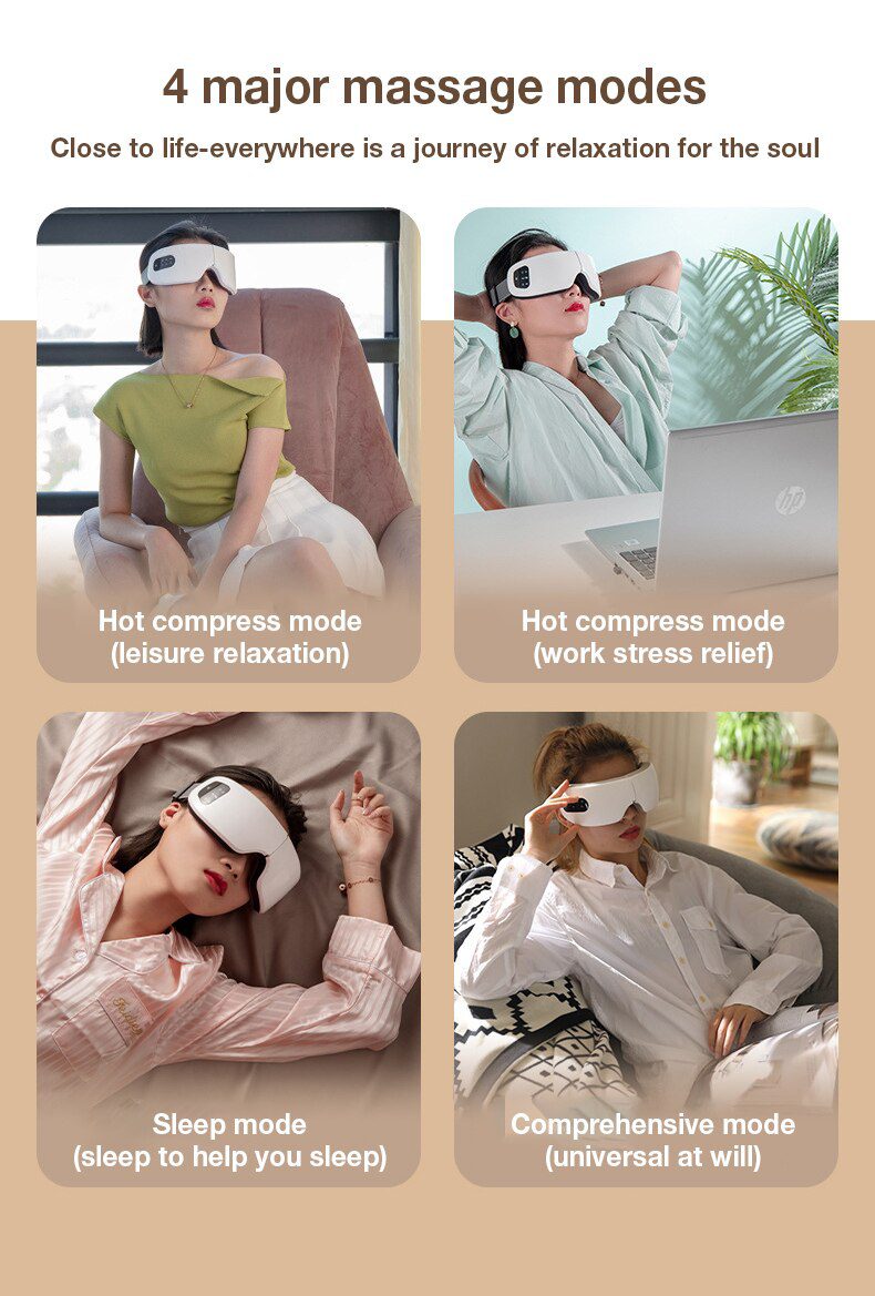 Eye Massager with Heat, Vibration and Bluetooth Music, Smart Massage Eye Mask for Eye Strain, Migraines Relief, Improve Sleep Eye Massager with Heat, Vibration and Bluetooth Music, Smart Massage Eye Mask for Eye Strain, Migraines Relief, Improve Sleep