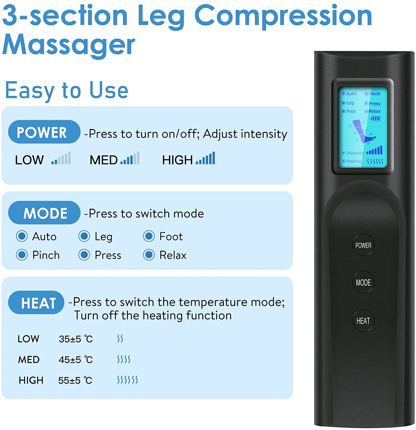 Foot air pressure leg massager promotes blood circulation, body massager, muscle relaxation, lymphatic drainage device 360° Foot air pressure leg massager promotes blood circulation, body massager, muscle relaxation, lymphatic drainage device 360°