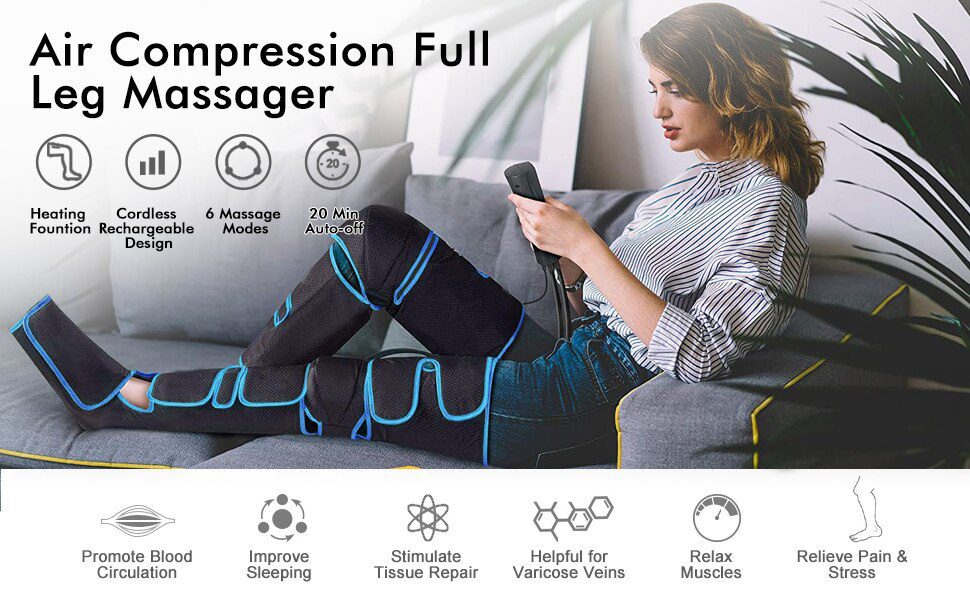 Foot air pressure leg massager promotes blood circulation, body massager, muscle relaxation, lymphatic drainage device 360° Foot air pressure leg massager promotes blood circulation, body massager, muscle relaxation, lymphatic drainage device 360°