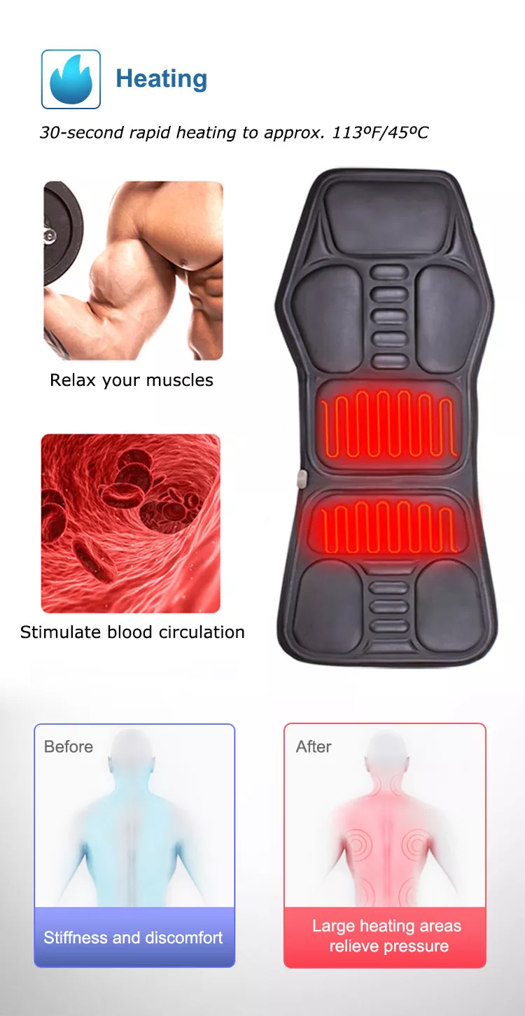 KLASVSA Electric Back Massager Massage Chair Cushion Heating Vibrator Car Home Office Lumbar Neck Mattress Pain Relief KLASVSA Electric Back Massager Massage Chair Cushion Heating Vibrator Car Home Office Lumbar Neck Mattress Pain Relief