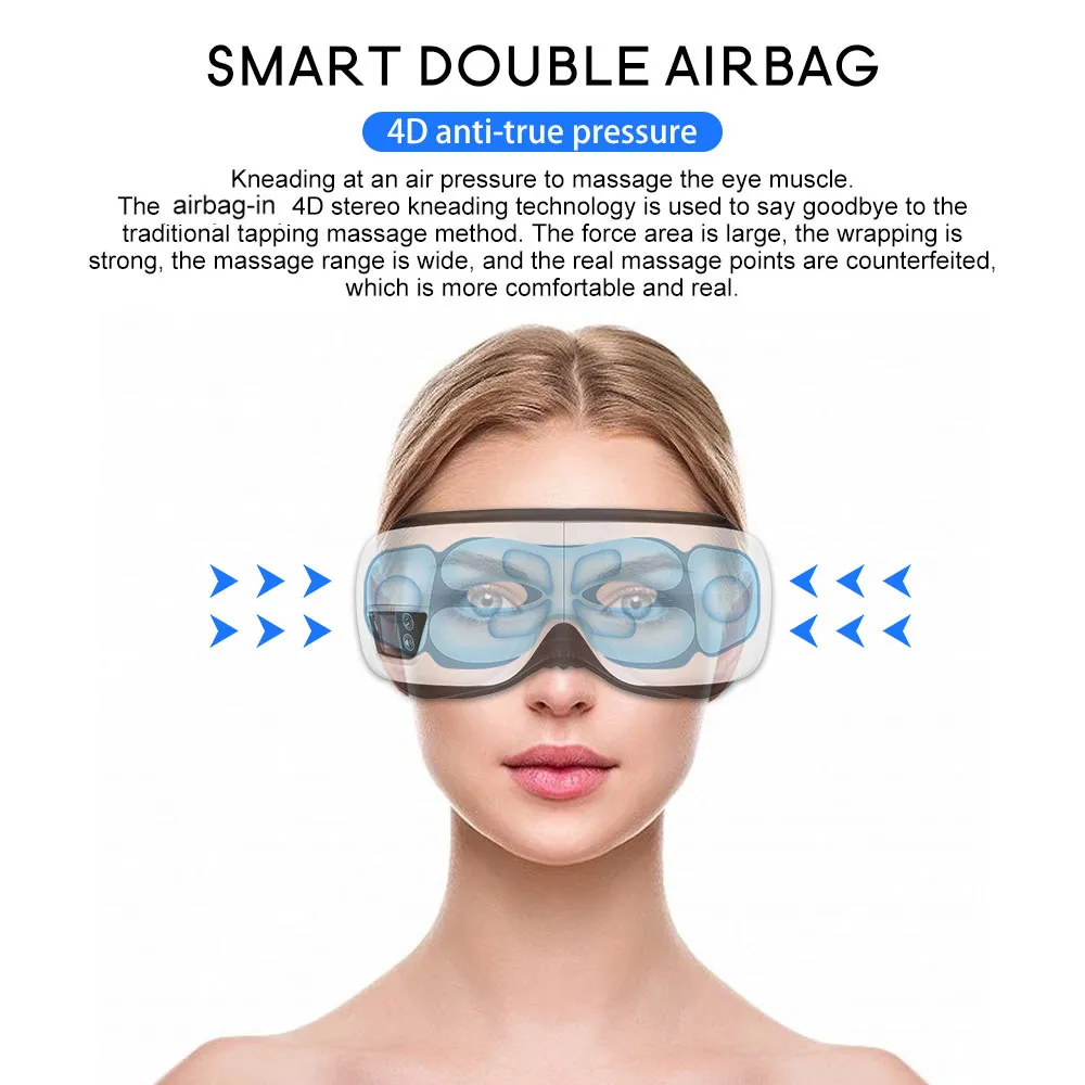 Eye Massager 6D Smart Airbag Vibration Eye Care Instrument Hot Compress Bluetooth Eye Massage Glasses Fatigue Pouch & Wrinkle Eye Massager 6D Smart Airbag Vibration Eye Care Instrument Hot Compress Bluetooth Eye Massage Glasses Fatigue Pouch & Wrinkle