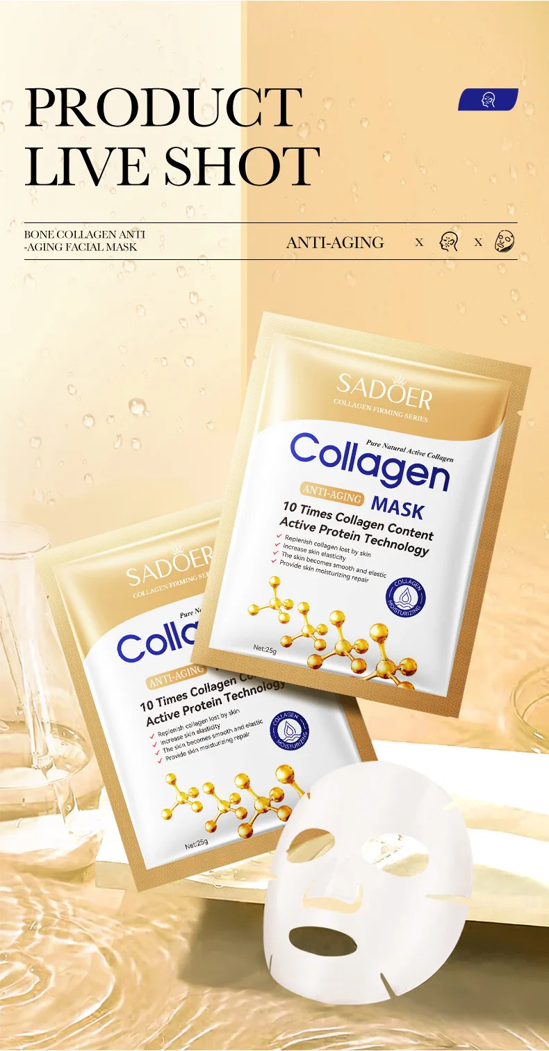 10pcs SADOER Collagen Face Mask Moisturizing Firming Hydrating Brightening skincare Face Sheet Mask Facial Masks Skin Care 10pcs SADOER Collagen Face Mask Moisturizing Firming Hydrating Brightening skincare Face Sheet Mask Facial Masks Skin Care