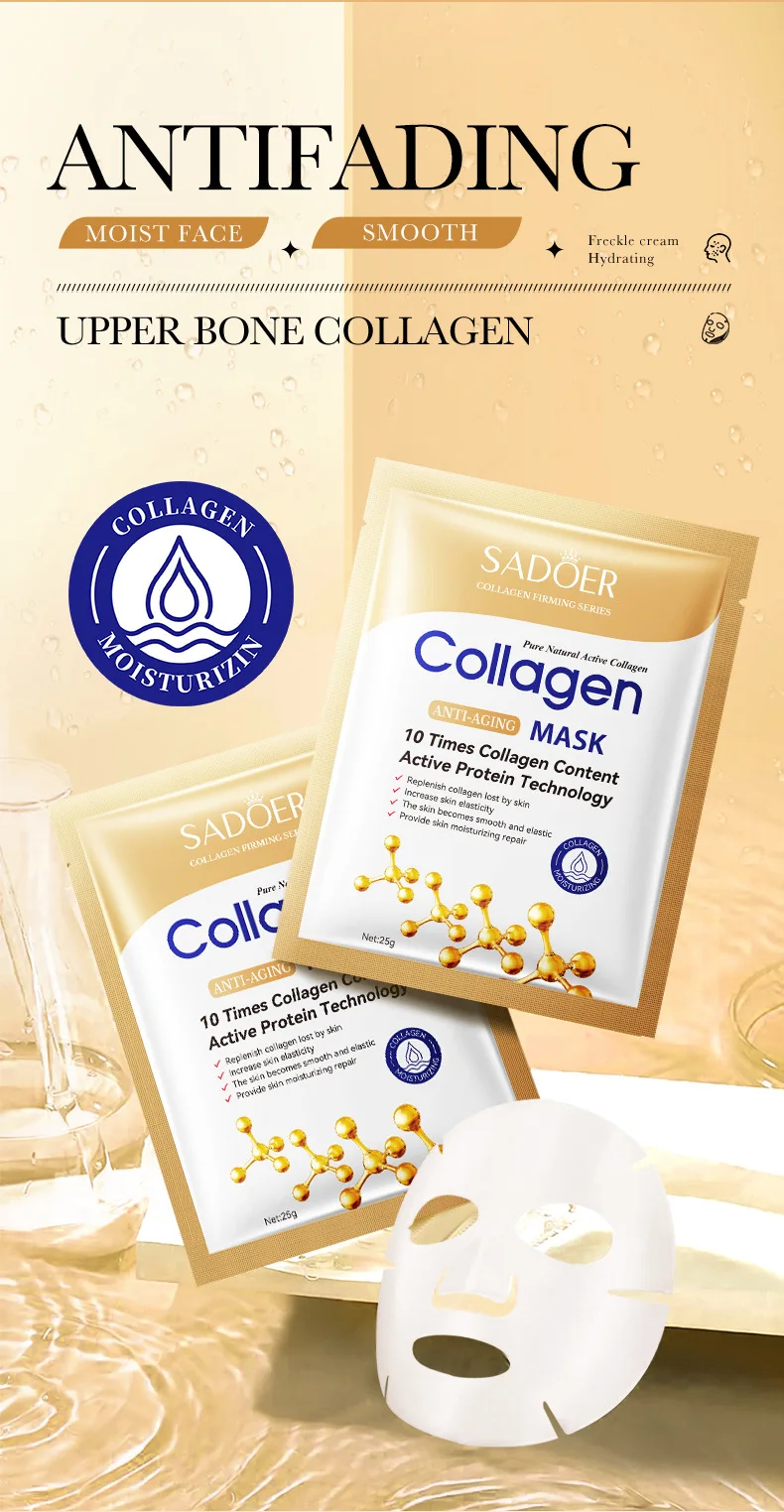 10pcs SADOER Collagen Face Mask Moisturizing Firming Hydrating Brightening skincare Face Sheet Mask Facial Masks Skin Care 10pcs SADOER Collagen Face Mask Moisturizing Firming Hydrating Brightening skincare Face Sheet Mask Facial Masks Skin Care