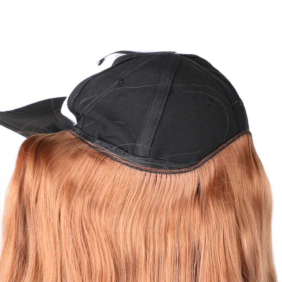 TMT Hat Wig Synthetic Long Straight Hair Body Wave Baseball Cap Wigs for Women Ombre Blond Brown Cap with Hair Wig TMT Hat Wig Synthetic Long Straight Hair Body Wave Baseball Cap Wigs for Women Ombre Blond Brown Cap with Hair Wig