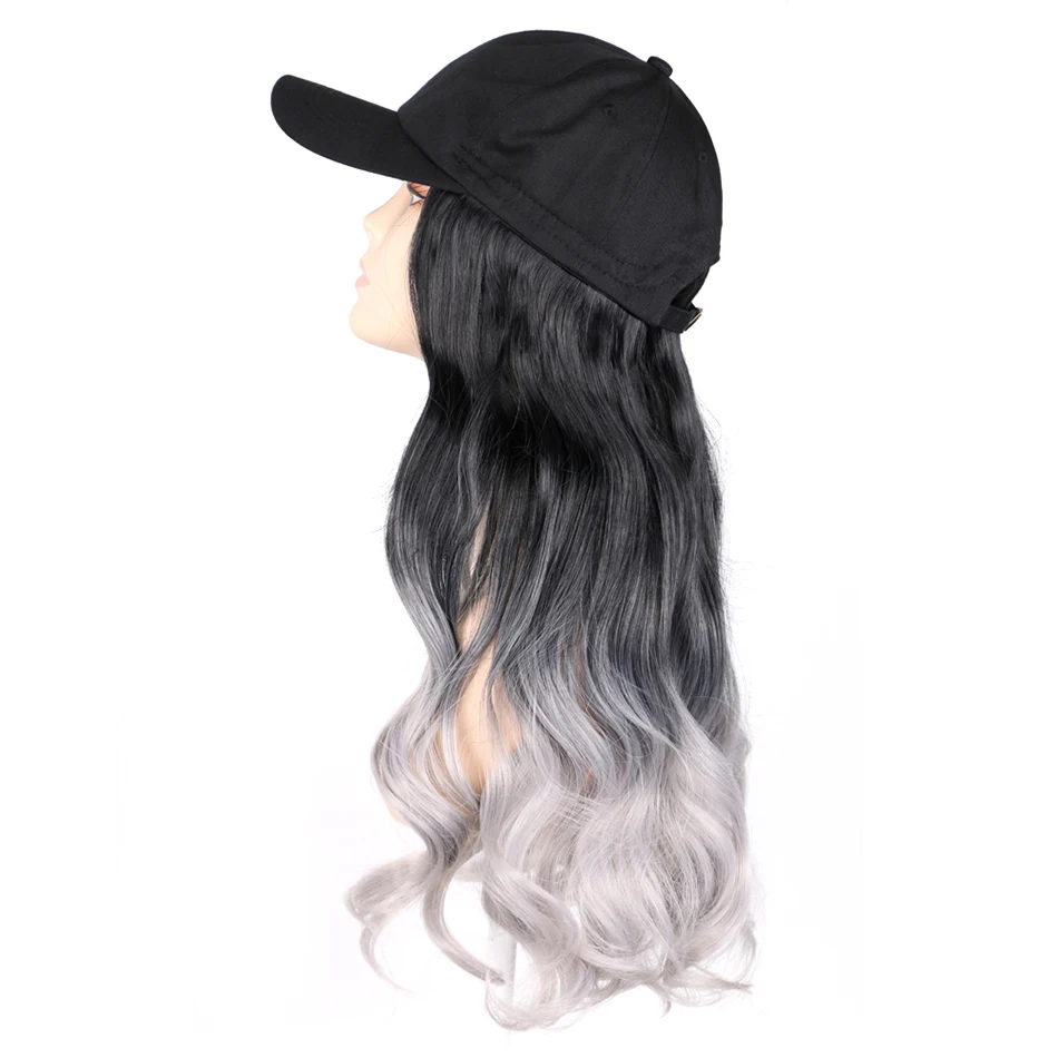 TMT Hat Wig Synthetic Long Straight Hair Body Wave Baseball Cap Wigs for Women Ombre Blond Brown Cap with Hair Wig TMT Hat Wig Synthetic Long Straight Hair Body Wave Baseball Cap Wigs for Women Ombre Blond Brown Cap with Hair Wig