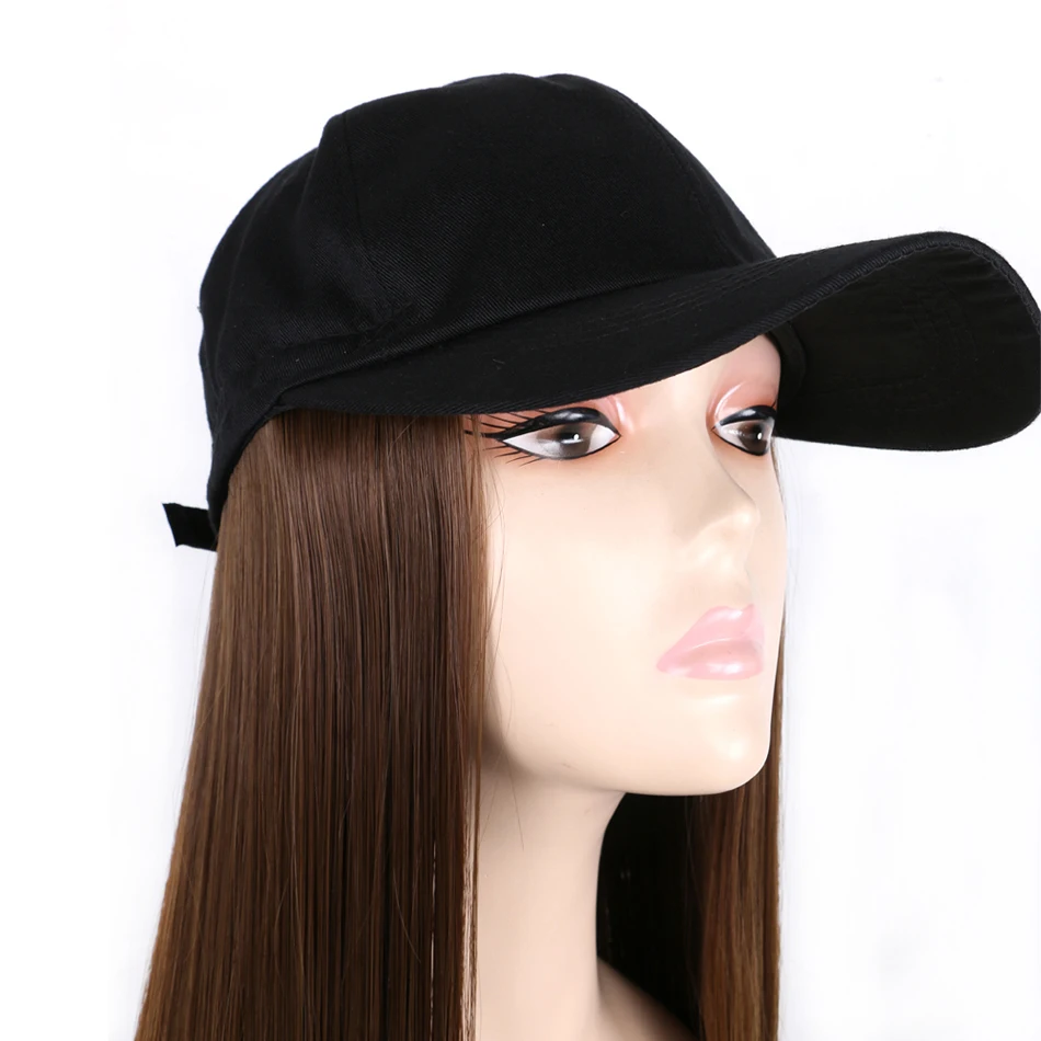 TMT Hat Wig Synthetic Long Straight Hair Body Wave Baseball Cap Wigs for Women Ombre Blond Brown Cap with Hair Wig TMT Hat Wig Synthetic Long Straight Hair Body Wave Baseball Cap Wigs for Women Ombre Blond Brown Cap with Hair Wig