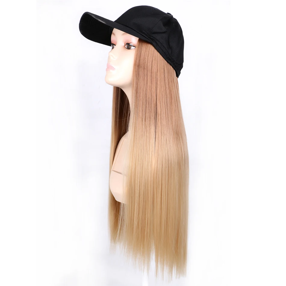 TMT Hat Wig Synthetic Long Straight Hair Body Wave Baseball Cap Wigs for Women Ombre Blond Brown Cap with Hair Wig TMT Hat Wig Synthetic Long Straight Hair Body Wave Baseball Cap Wigs for Women Ombre Blond Brown Cap with Hair Wig