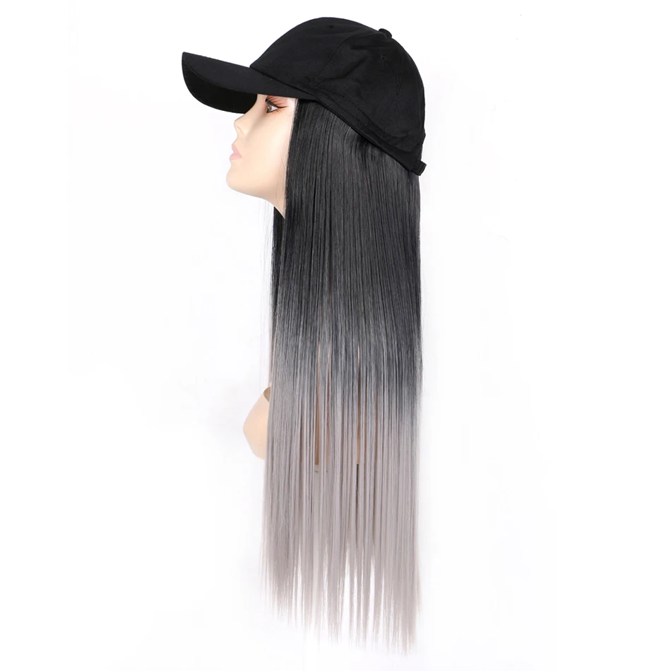 TMT Hat Wig Synthetic Long Straight Hair Body Wave Baseball Cap Wigs for Women Ombre Blond Brown Cap with Hair Wig TMT Hat Wig Synthetic Long Straight Hair Body Wave Baseball Cap Wigs for Women Ombre Blond Brown Cap with Hair Wig