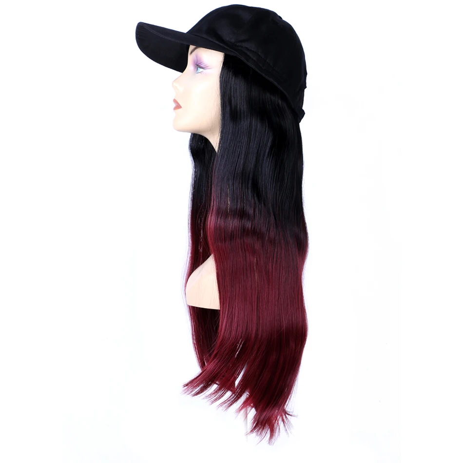 TMT Hat Wig Synthetic Long Straight Hair Body Wave Baseball Cap Wigs for Women Ombre Blond Brown Cap with Hair Wig TMT Hat Wig Synthetic Long Straight Hair Body Wave Baseball Cap Wigs for Women Ombre Blond Brown Cap with Hair Wig