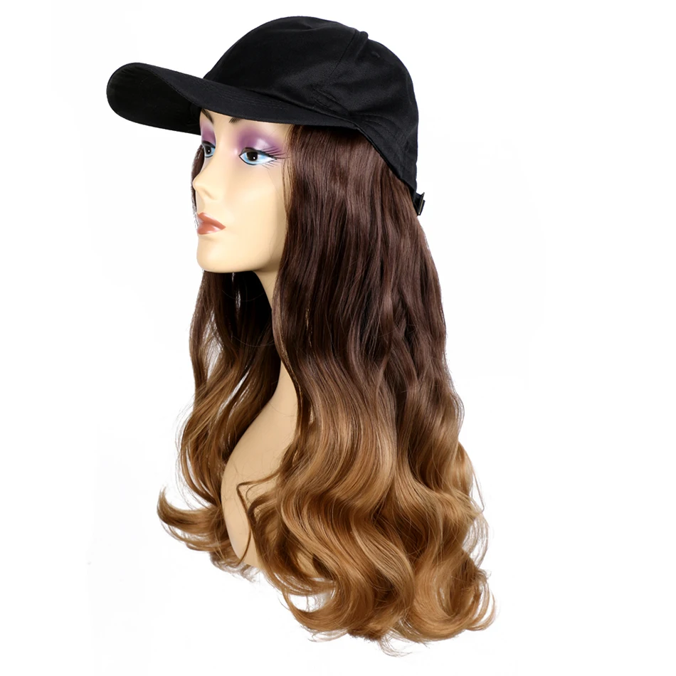 TMT Hat Wig Synthetic Long Straight Hair Body Wave Baseball Cap Wigs for Women Ombre Blond Brown Cap with Hair Wig TMT Hat Wig Synthetic Long Straight Hair Body Wave Baseball Cap Wigs for Women Ombre Blond Brown Cap with Hair Wig