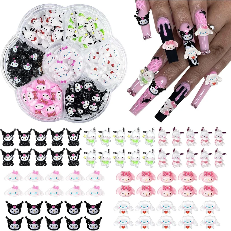 70PCS/50PCS Sanrio Hello Kitty Kawaii Cartoon Kuromi Nail Art Charms Kit 3D Nail Rhinestone Gems for Manicure Nails Art Deco Y2K 70PCS/50PCS Sanrio Hello Kitty Kawaii Cartoon Kuromi Nail Art Charms Kit 3D Nail Rhinestone Gems for Manicure Nails Art Deco Y2K