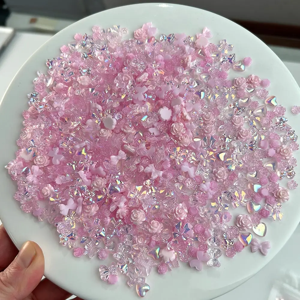 600pcs/bag Resin Pink Bow Flowers Heart Mixed Nail Art Decoration Kawaii Pink Ribbon Bowknot Nail Charms 3D Cute Charms 50g/bag 600pcs/bag Resin Pink Bow Flowers Heart Mixed Nail Art Decoration Kawaii Pink Ribbon Bowknot Nail Charms 3D Cute Charms 50g/bag
