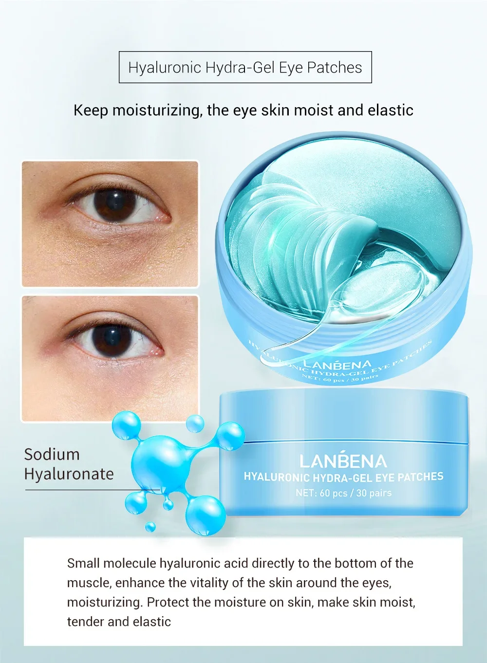LANBENA Collagen Eye Patch Moisturizing Anti-aging Dark Circle Facial Mask Vitamin C Hyaluronic Retinol Eye Mask 60 Patches LANBENA Collagen Eye Patch Moisturizing Anti-aging Dark Circle Facial Mask Vitamin C Hyaluronic Retinol Eye Mask 60 Patches
