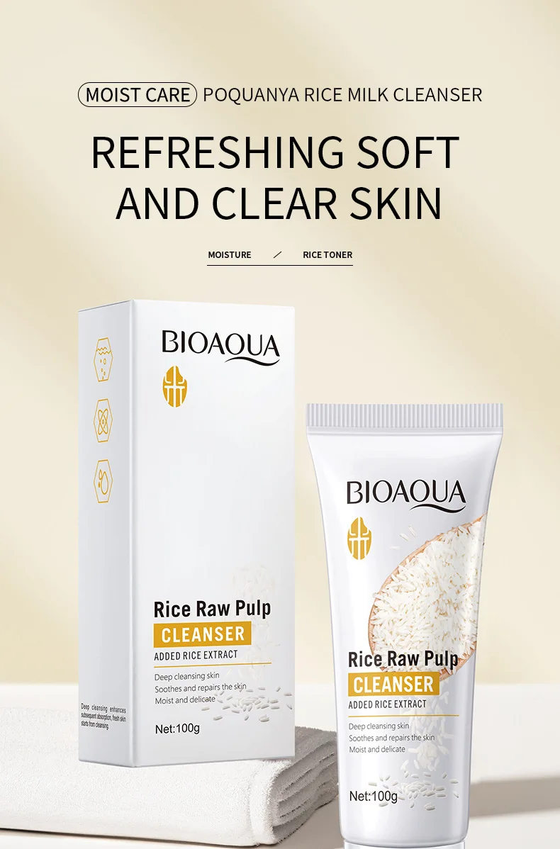 BIOAQUA Rice Raw Pulp Facial Cleanser Face Wash Foam skincare Moisturizing Skin Brightening Rejuvenation Face Cleanser Skin Care BIOAQUA Rice Raw Pulp Facial Cleanser Face Wash Foam skincare Moisturizing Skin Brightening Rejuvenation Face Cleanser Skin Care