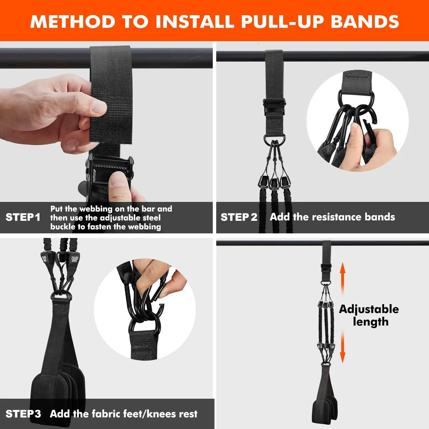 Pull Up Assistance Bands Set Resistance Strap Assist Men Women Hanging Training Chin-up Workout Body Stretching Exercise